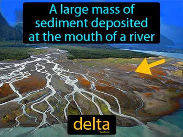 a large mass of sediment deposited at the mouth of a river