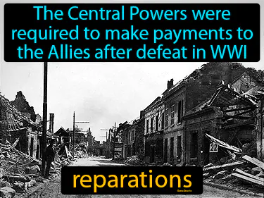 The Central Powers were required to make payments to the Allies after defeat in WWI