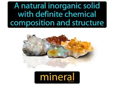 a natural inorganic solid with definite chemical composition and structure