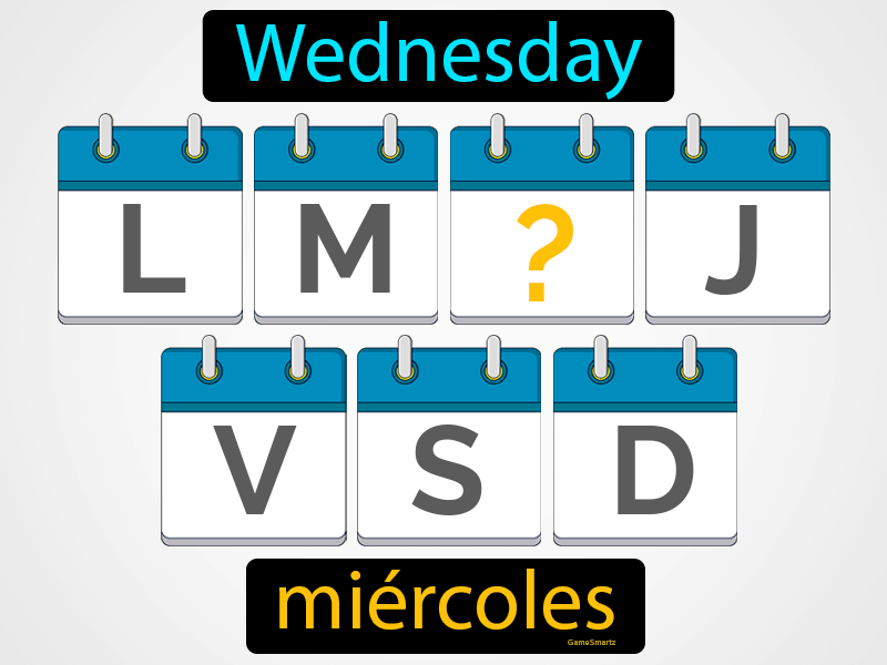 Word Wednesday Spanish Miercoles On Yellow Stock Illustration 1685345686